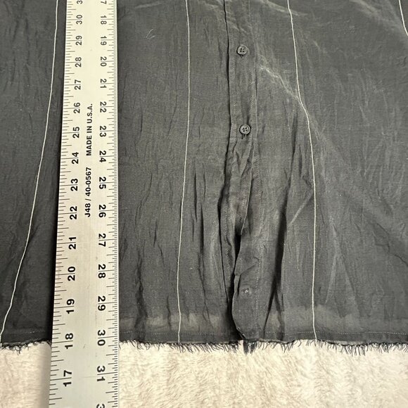 IRO Women's Frayed Hem Long Sleeve Collared Button Front Casual Blouse Black 36 - Picture 7 of 7